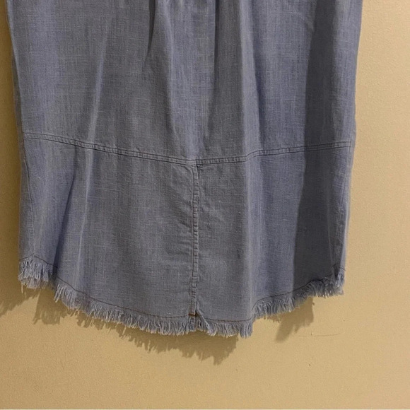 UMGEE DENIM Lightweight Wash Denim Shirt Cap Sleeves~Frayed Edges~Size S - Picture 7 of 11